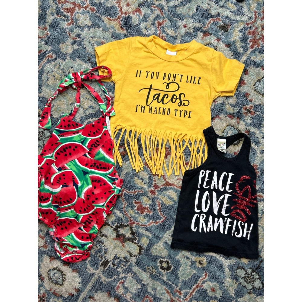 Foodie Bundle Baby Girls 6-9M Crawfish Taco Watermelon